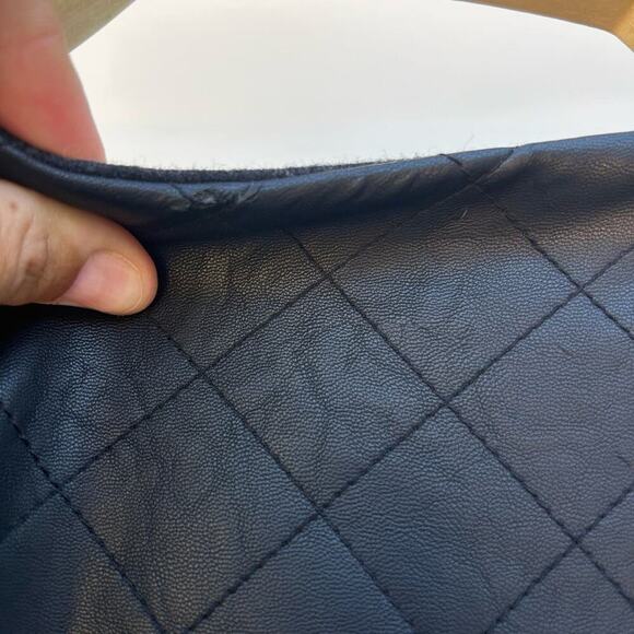 Mango Women’s Quilted Faux Leather Wool Button Up Coat Jacket Black Small - Picture 12 of 12